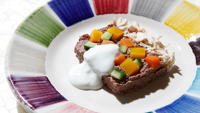 鹿肉と野菜のテリーヌ ヨーグルトソース