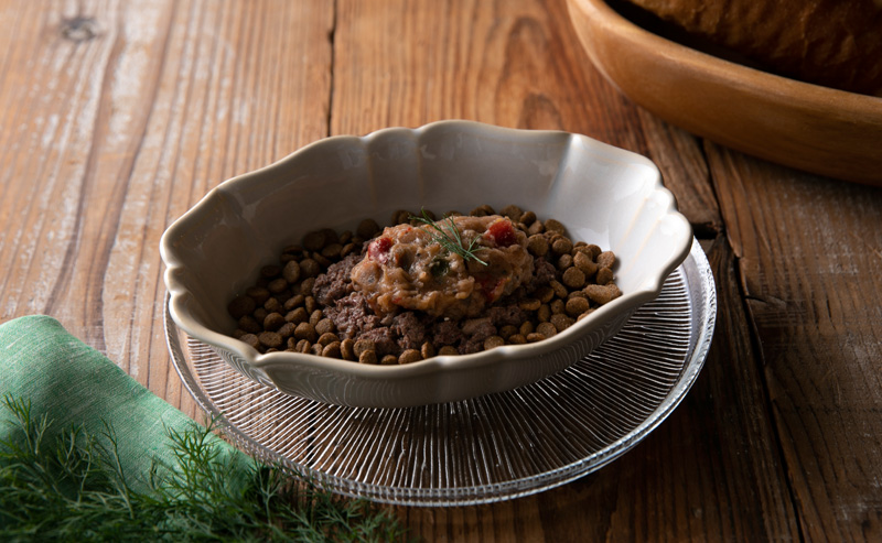 鹿肉と赤の野菜の煮込み風